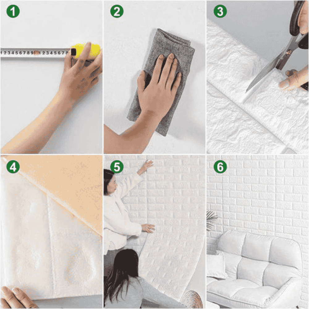 Various 3D brick wall sticker panels in different colors