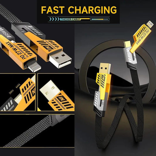 Durable 4 in 1 Fast Charge Cable Black – Long Lasting | ShopFirst.pk