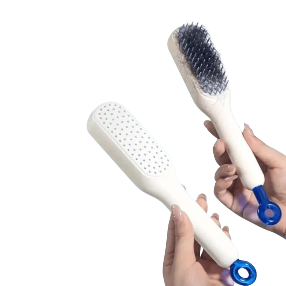 Close-up image highlighting the flexible elastic teeth of the scalp brush.