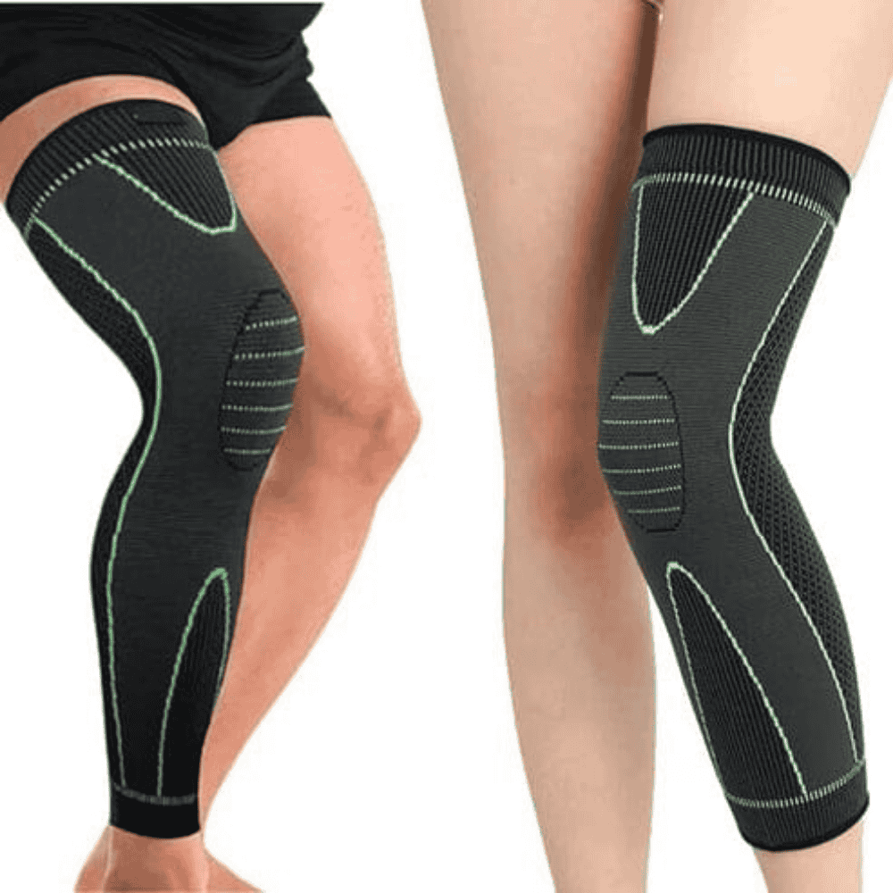Unisex usage of knee compression sleeve by male and female