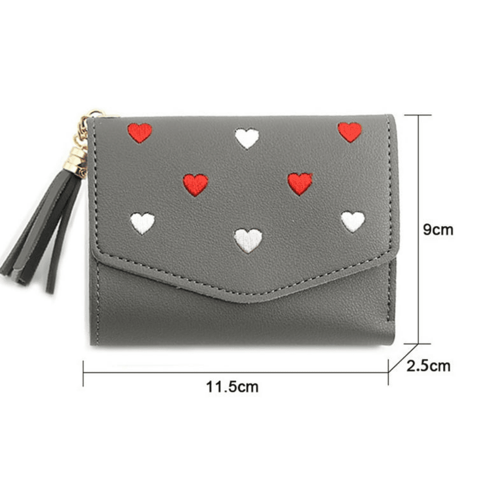 measurement of Ladies Flower Wallet with size details and scale