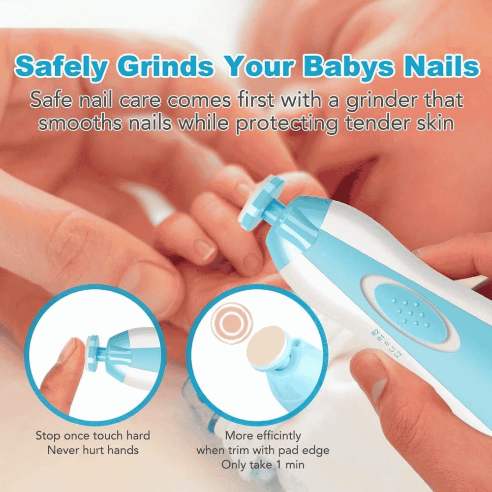 Gentle grinding of baby's nails without injury or discomfort