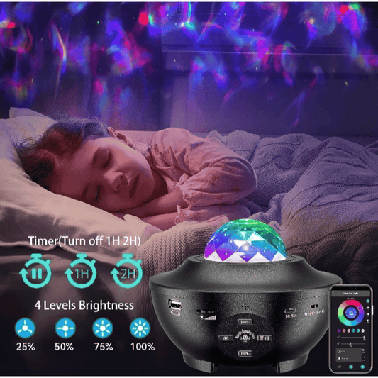 Smart Night Light Projector – Rotating Galaxy Light with Timer & Remote