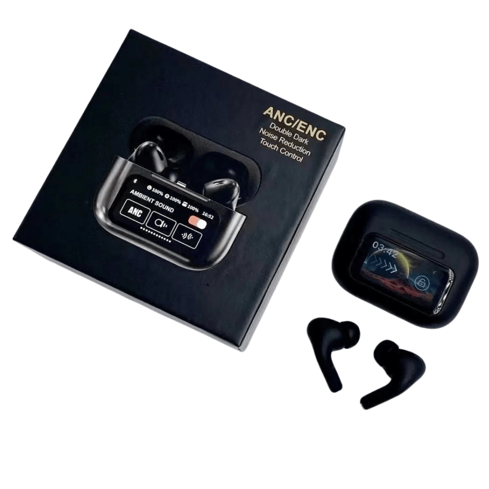 A9 Pro Wireless AirPods with LED Screen – Black