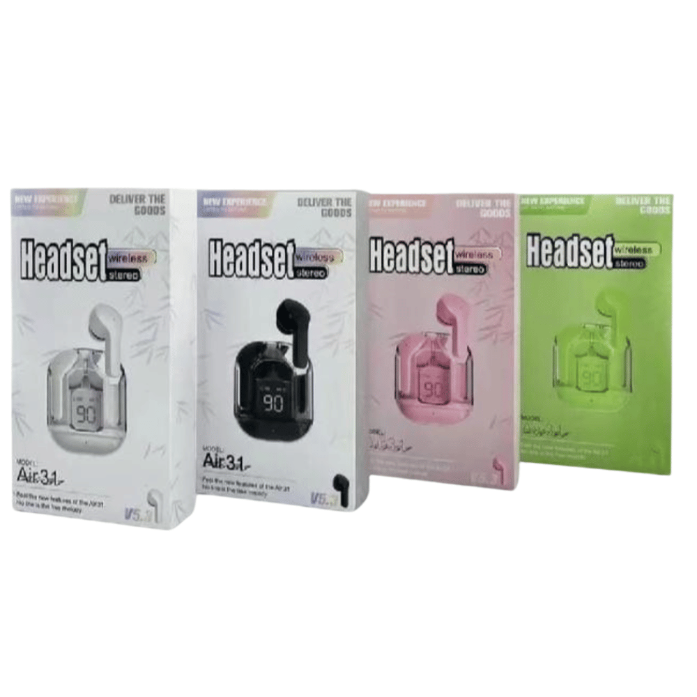 Retail box packaging of Air 31 earbuds.