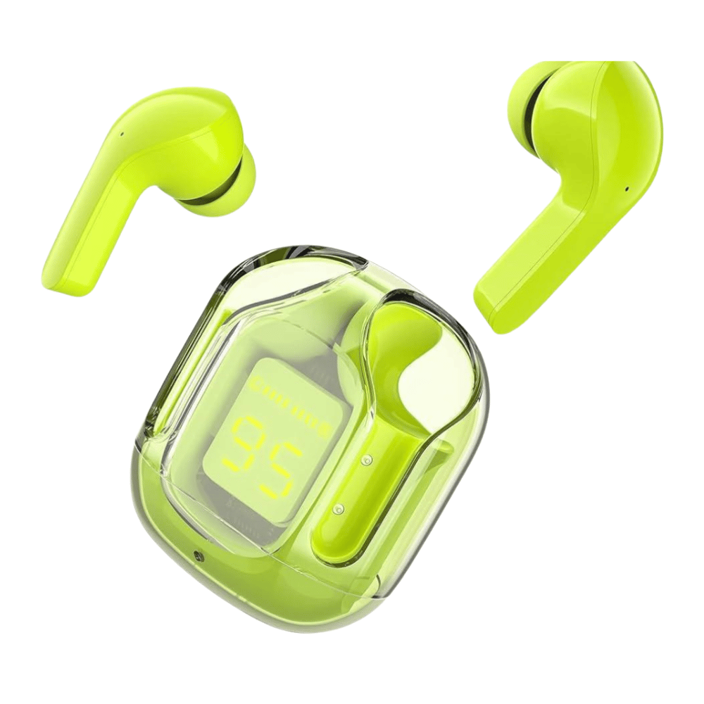 Green variant with clear transparent case shown in front view