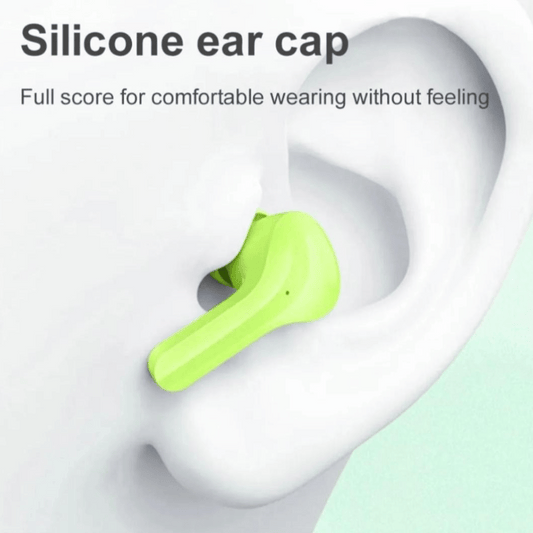 Person wearing Air 31 earbuds demonstrating fit and style.