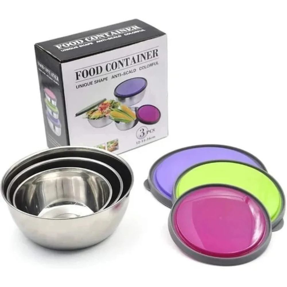 Stainless Steel Food Storage Bowls with Multi-Color Lids – ShopFirst.pk