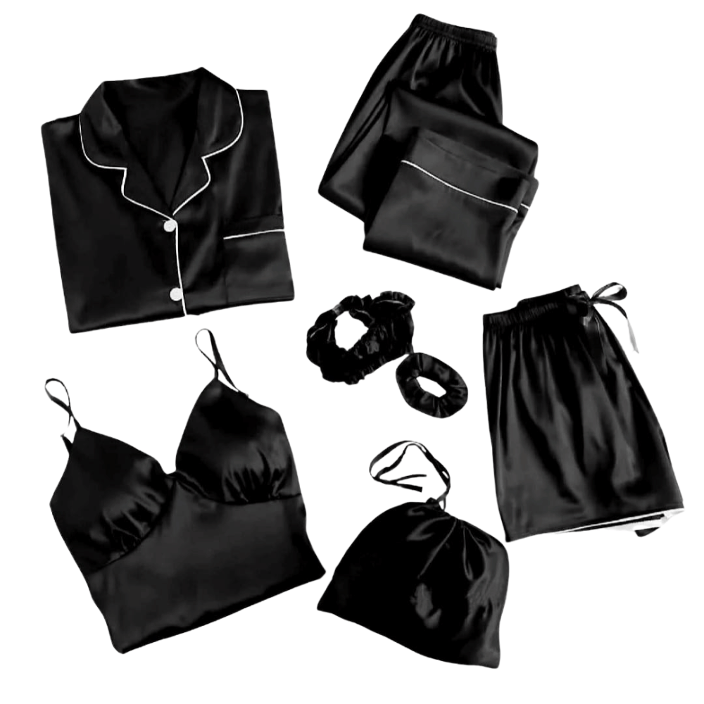 closeup view of article 5 OEC night suit in black color