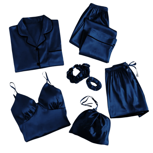 closeup view of article 5 OEC night suit in blue color
