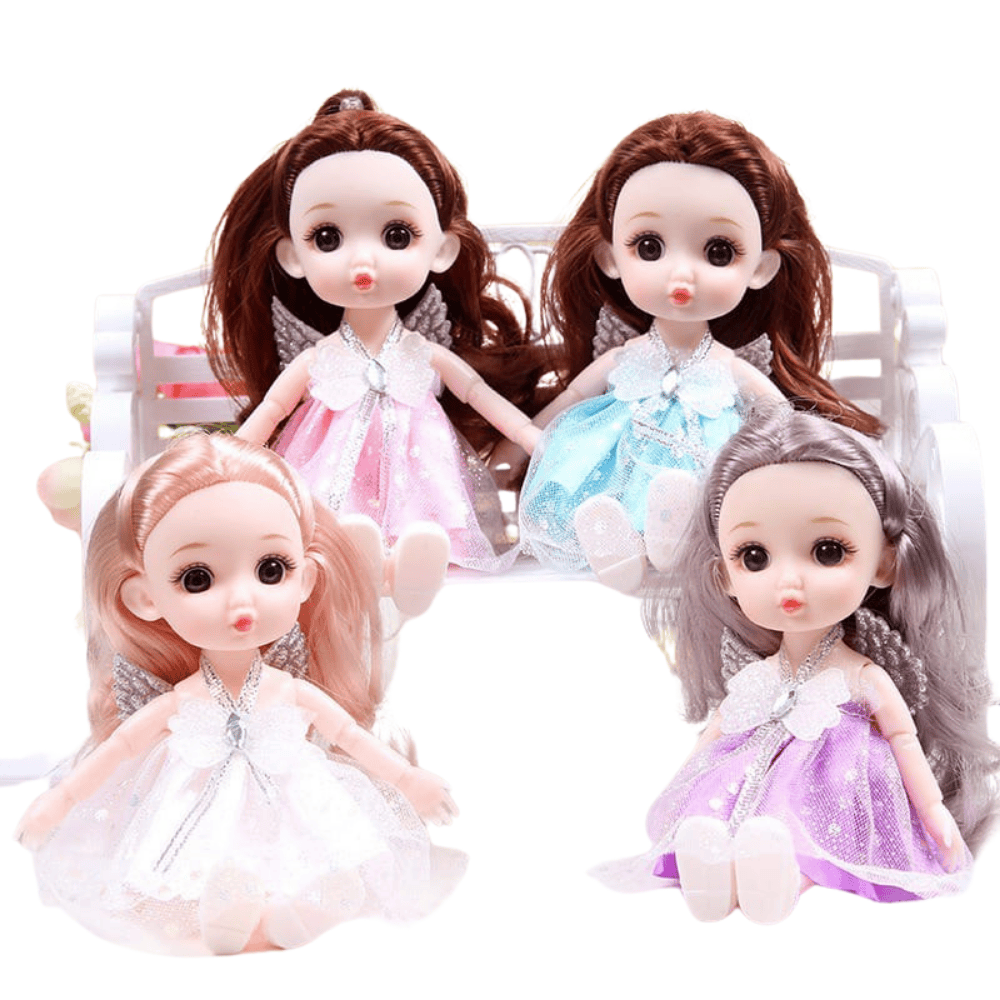 Multiple dolls displayed in various outfits and colors
