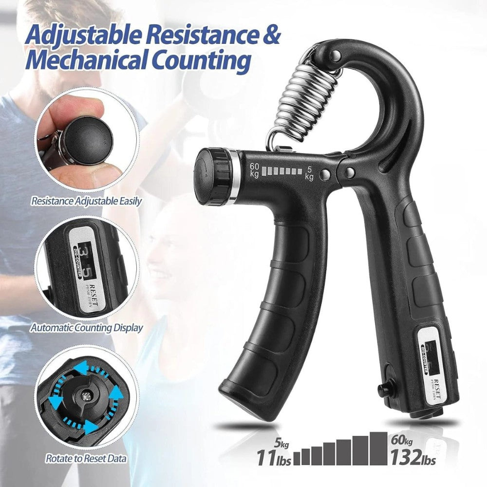 Adjustable Hand Grip Strengthener with Automatic Counter for Fitness