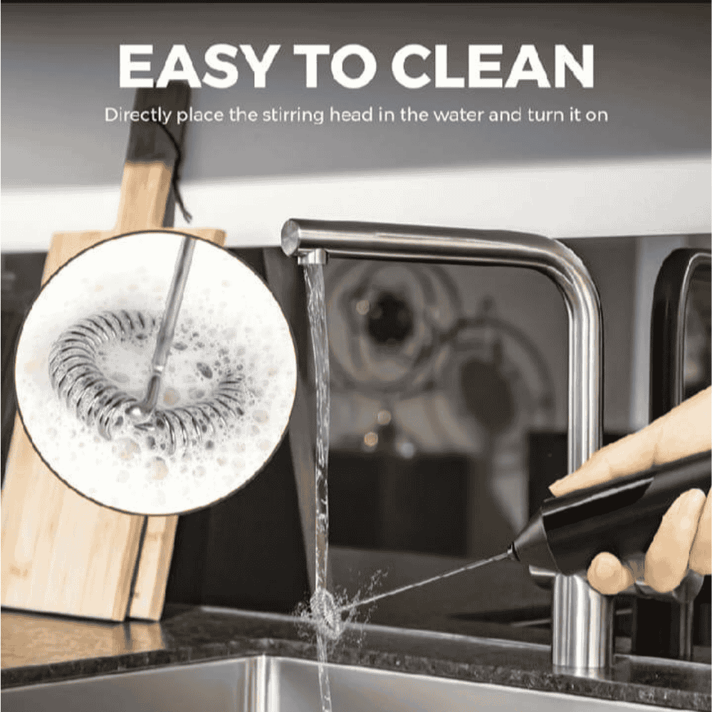 Demonstrating how easily the beater can be cleaned