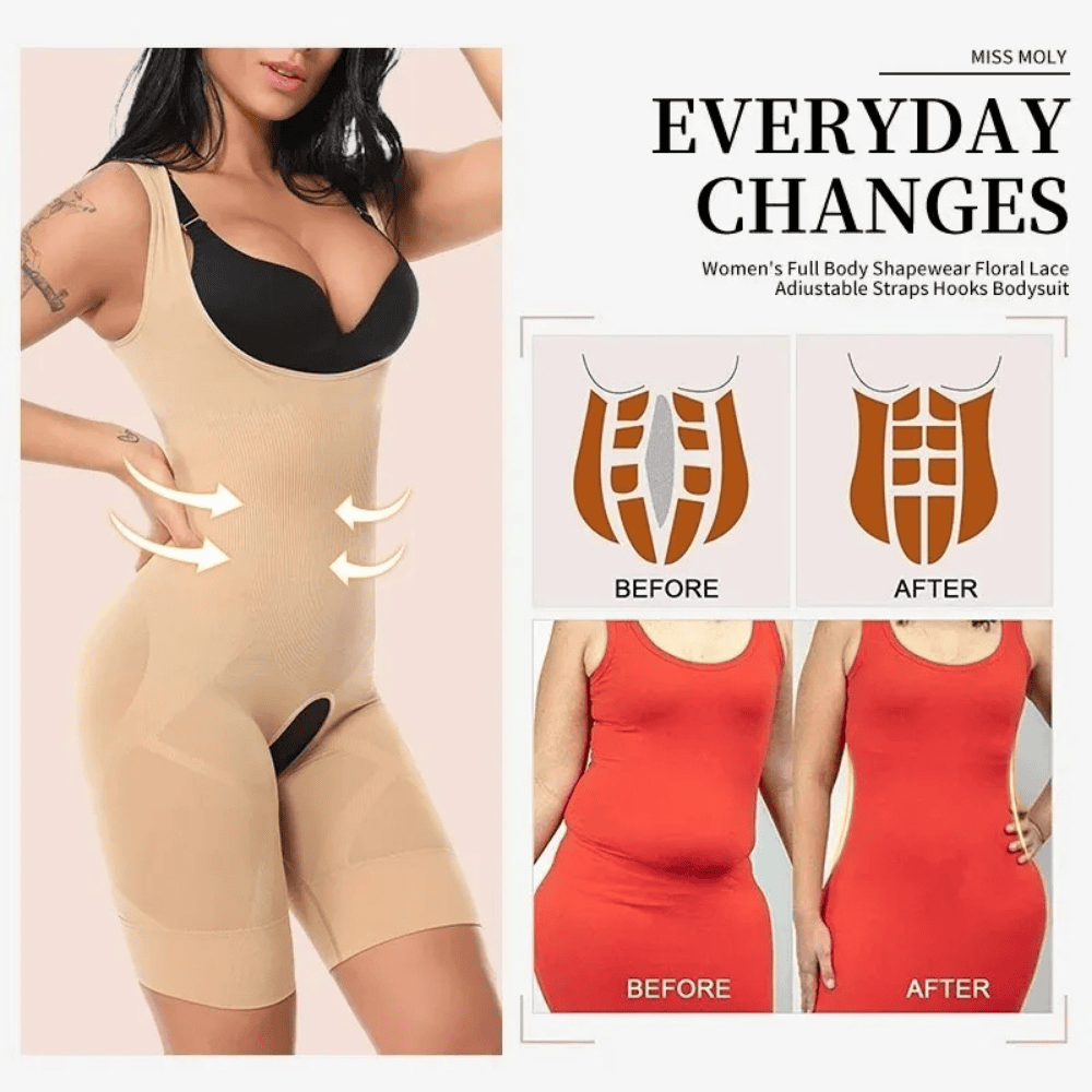 before-after-full-shaper showing visual transformation using the body shaper