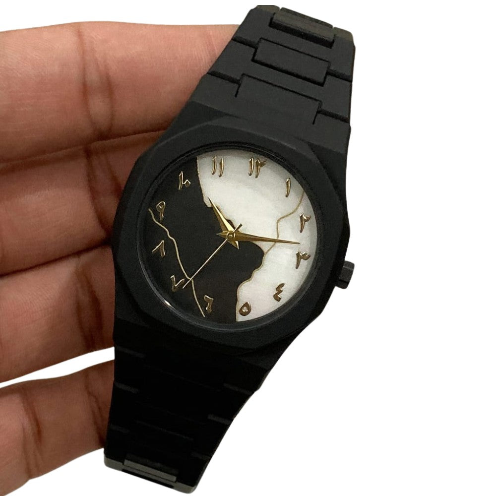 Black Arabic Aura Lightweight Watch with Box Packaging