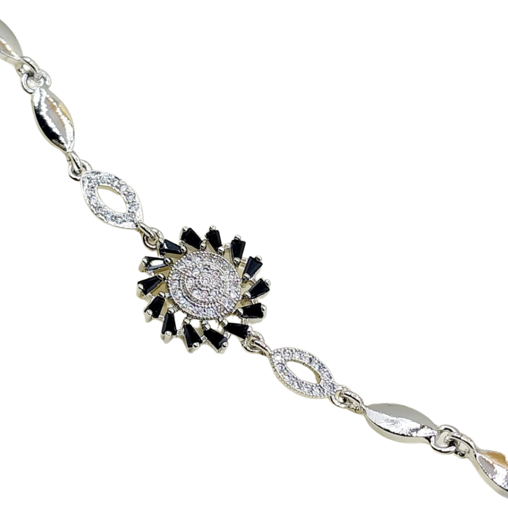 Gold bracelet with bold black center detailing