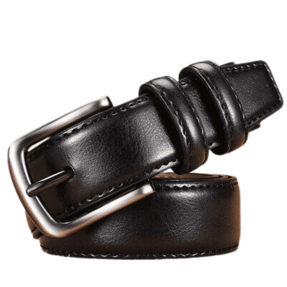black-color showing the full view of the men's dressing belt in classic black