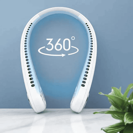 360° view of bladeless neck fan in white