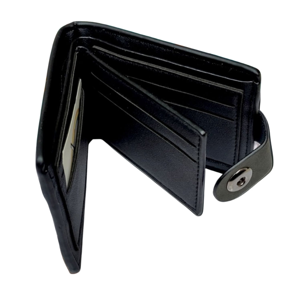 Black leather wallet on a white background
