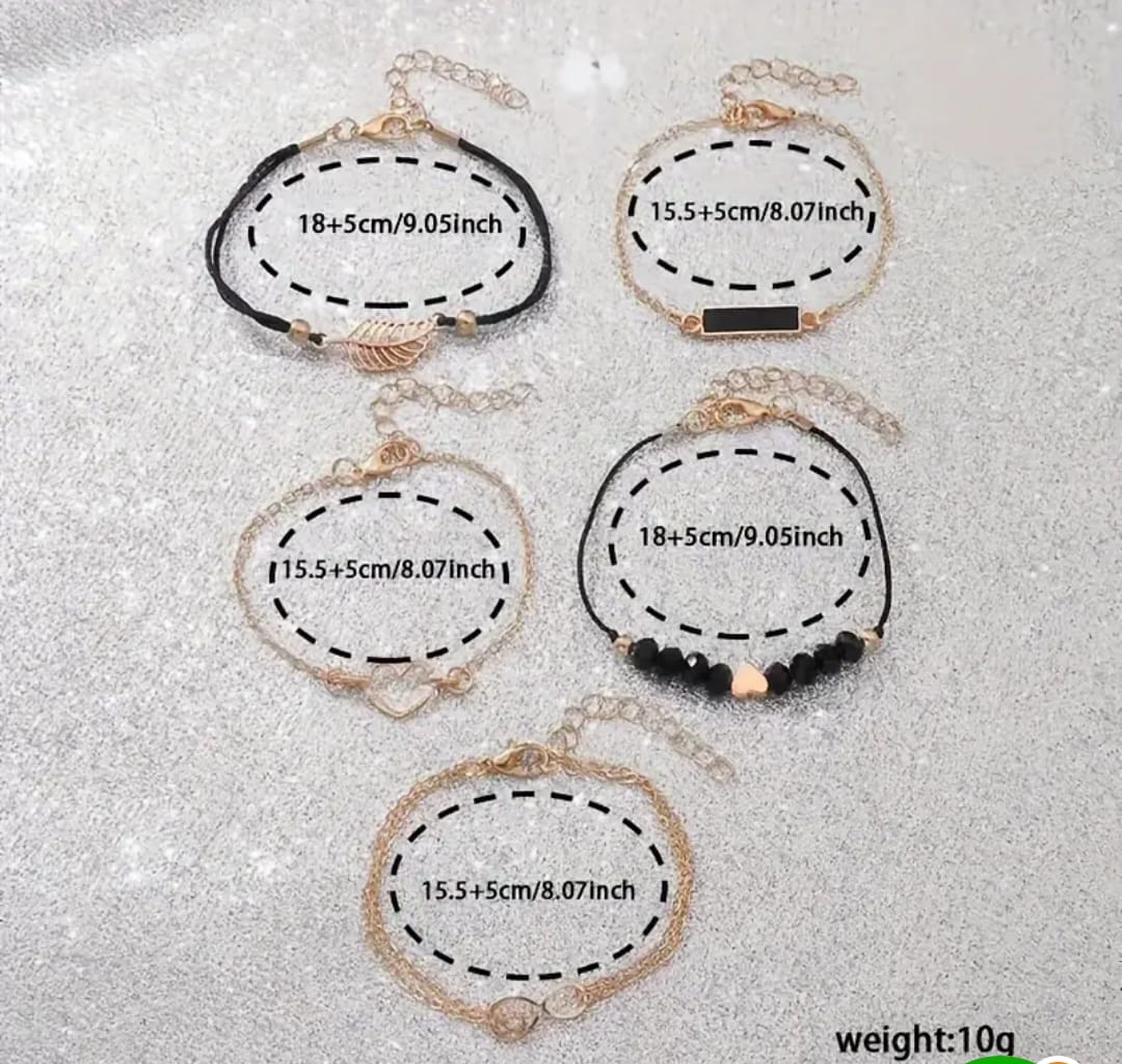 Close-up showing bracelet sizes in inches