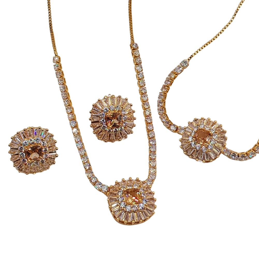Elegant brown gold plated locket set with bracelet