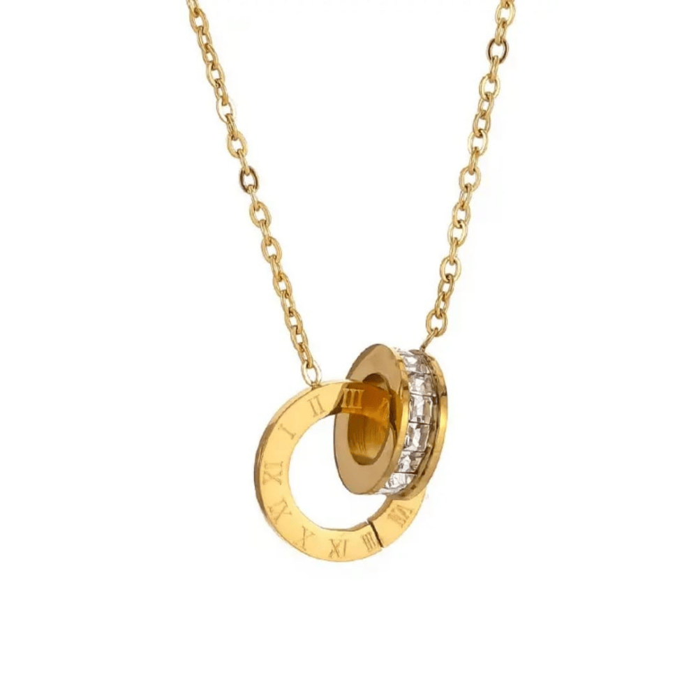 Close-up front image of branded gold plated artificial locket