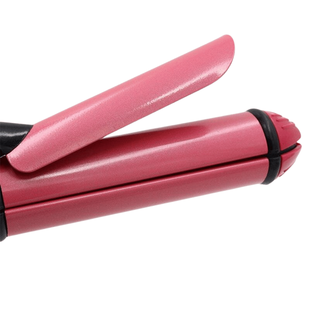 Pink hair straightener on a white background