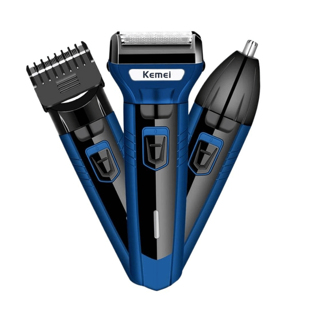 closeup-view-kemei-3in1-electric-hair-removal-mens-shaver blade and head detail