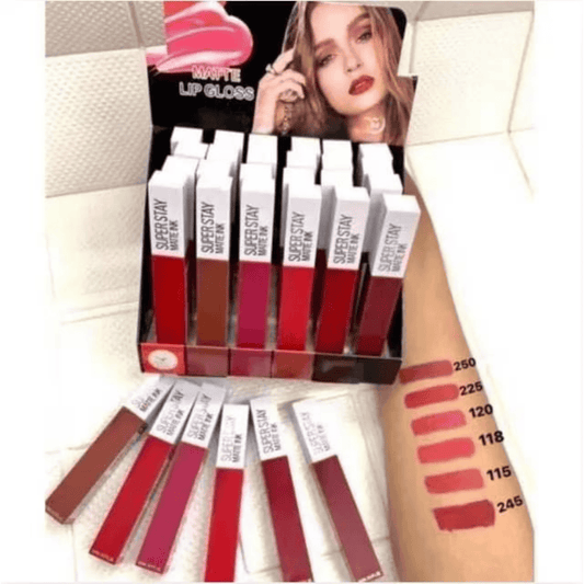 Maybelline Lipgloss 12 pcs Set – High Shine, Non-Sticky Gloss Collection for All Day Glam