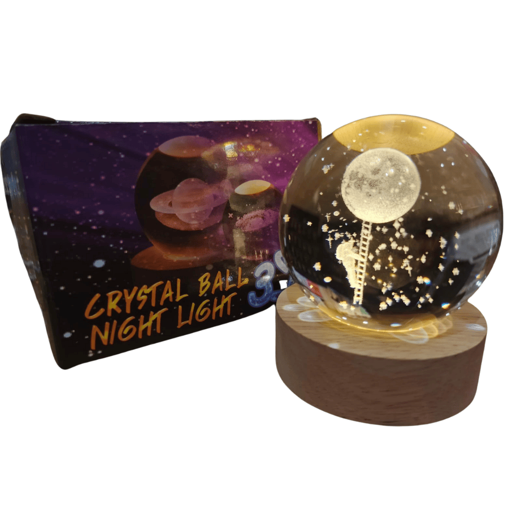 LED night lamp shown inside box pack with USB cable