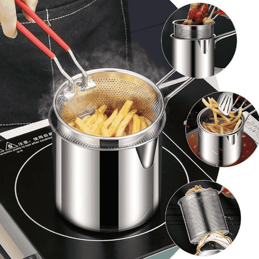 Double Layer Stainless Steel Deep Frying Pot – Oil Drainer Basket with Lid