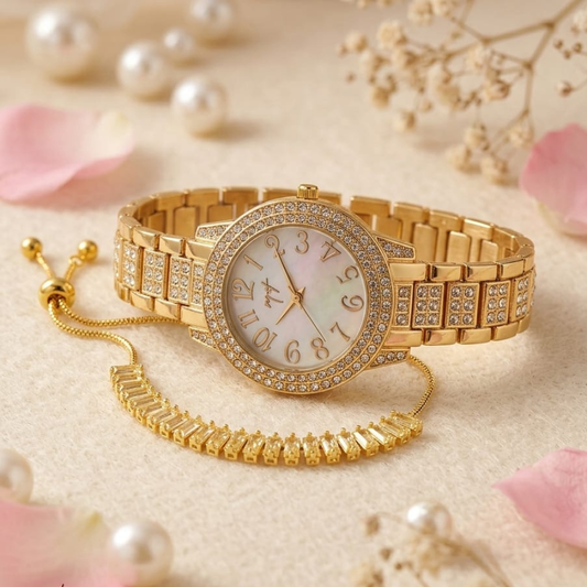 Golden Girls Diamond Style Watch COD Available Pakistan