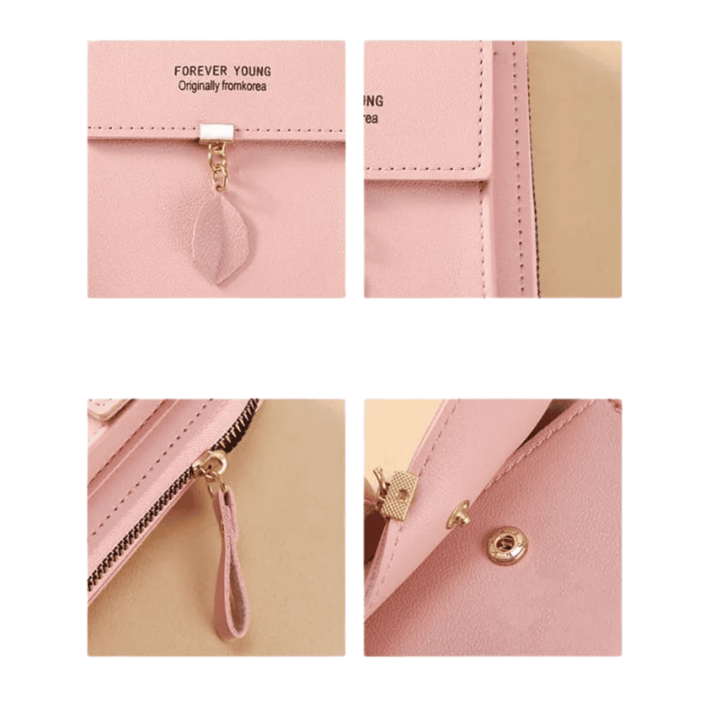 different-view angles of Ladies Long Hand Clutch in various positions