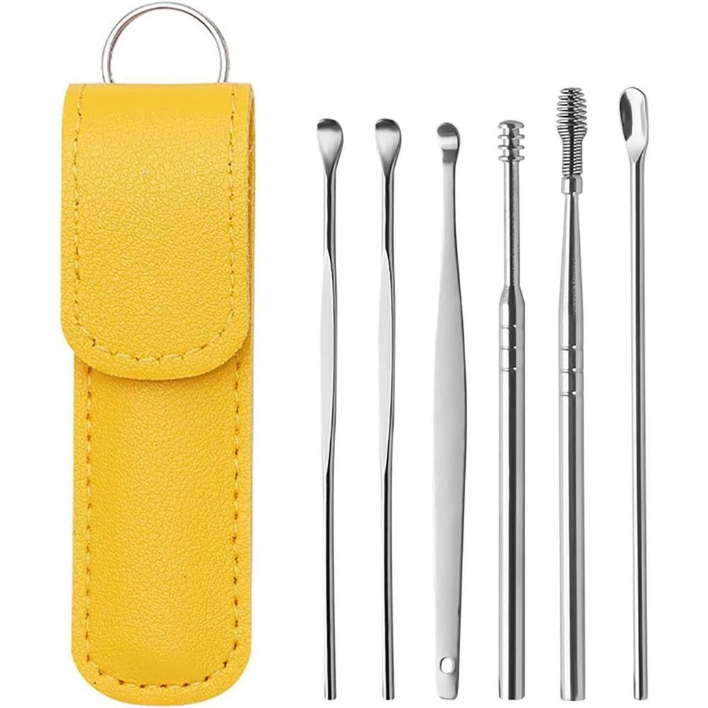 Ear Wax Cleaning Tools Kit Set with Leather Pouch Front View