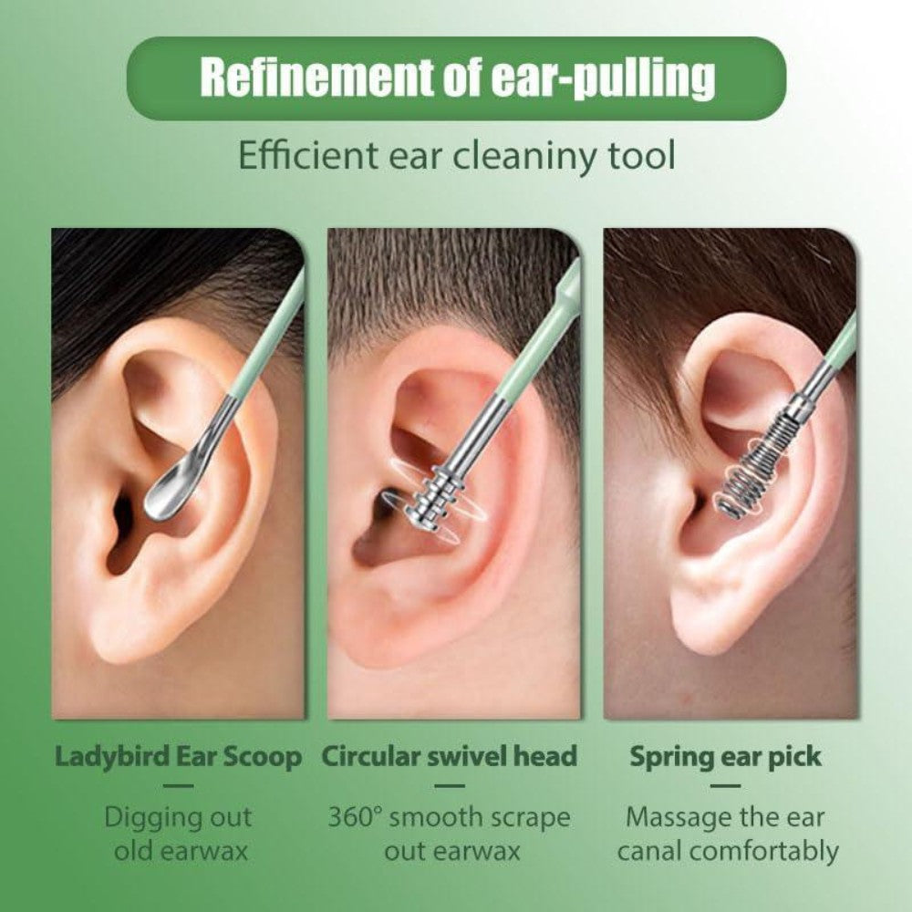 Spring Curette Ear Wax Remover Metal Tools Set