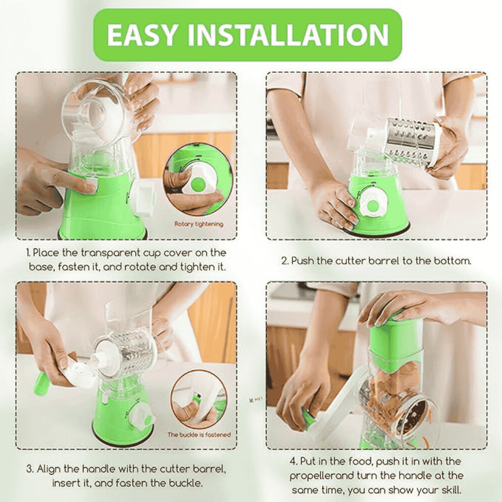 Easy installation of cheese grater parts