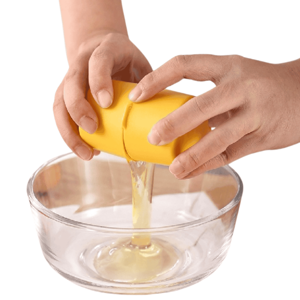 Egg opener shown in practical kitchen usage scenario