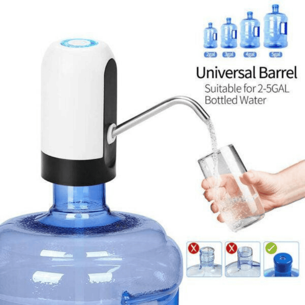 Full view of the automatic water dispenser with bottle