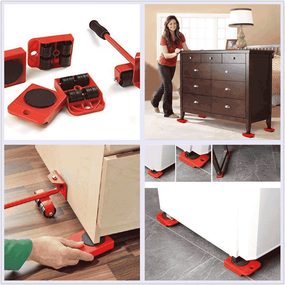 Combined front and side view of furniture mover parts
