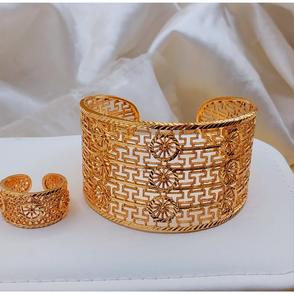 Gold-plated bangle and matching ring set - Design 4