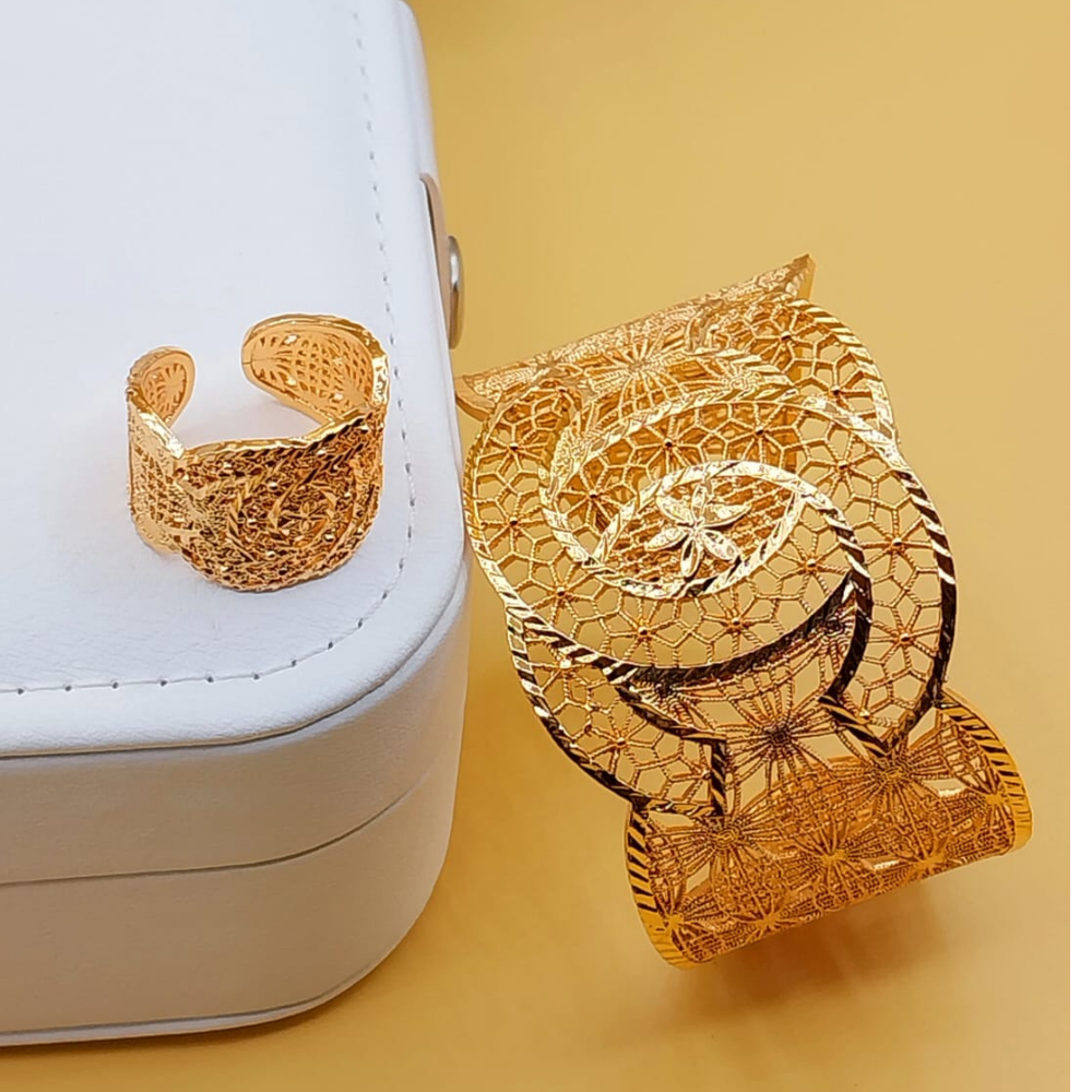 Classy gold bangles and ring artificial set - Design 6