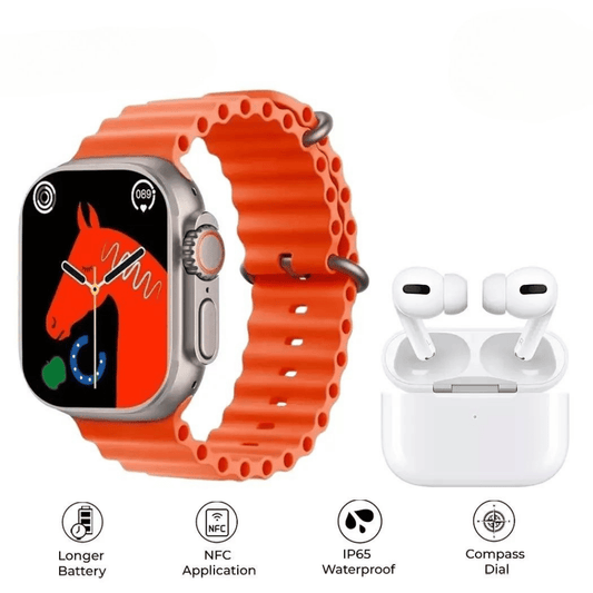 I20 Ultra Max Smart Watch – 7+1 Accessories | Wireless Earbuds | Health Monitoring
