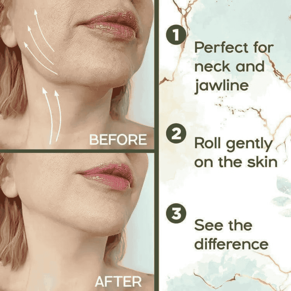 Before and after images showcasing the effects of using the jade roller and Gua Sha.