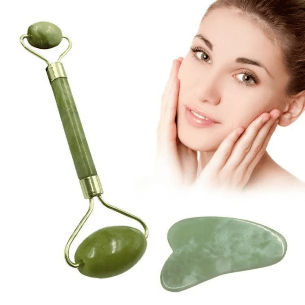 Complete set of jade roller and Gua Sha with packaging