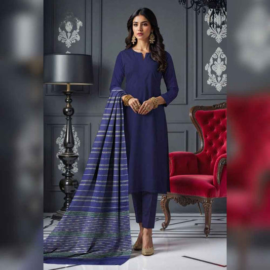 Khaadi Silk Unstitched 3 Piece Suit for Women | Premium Winter Collection