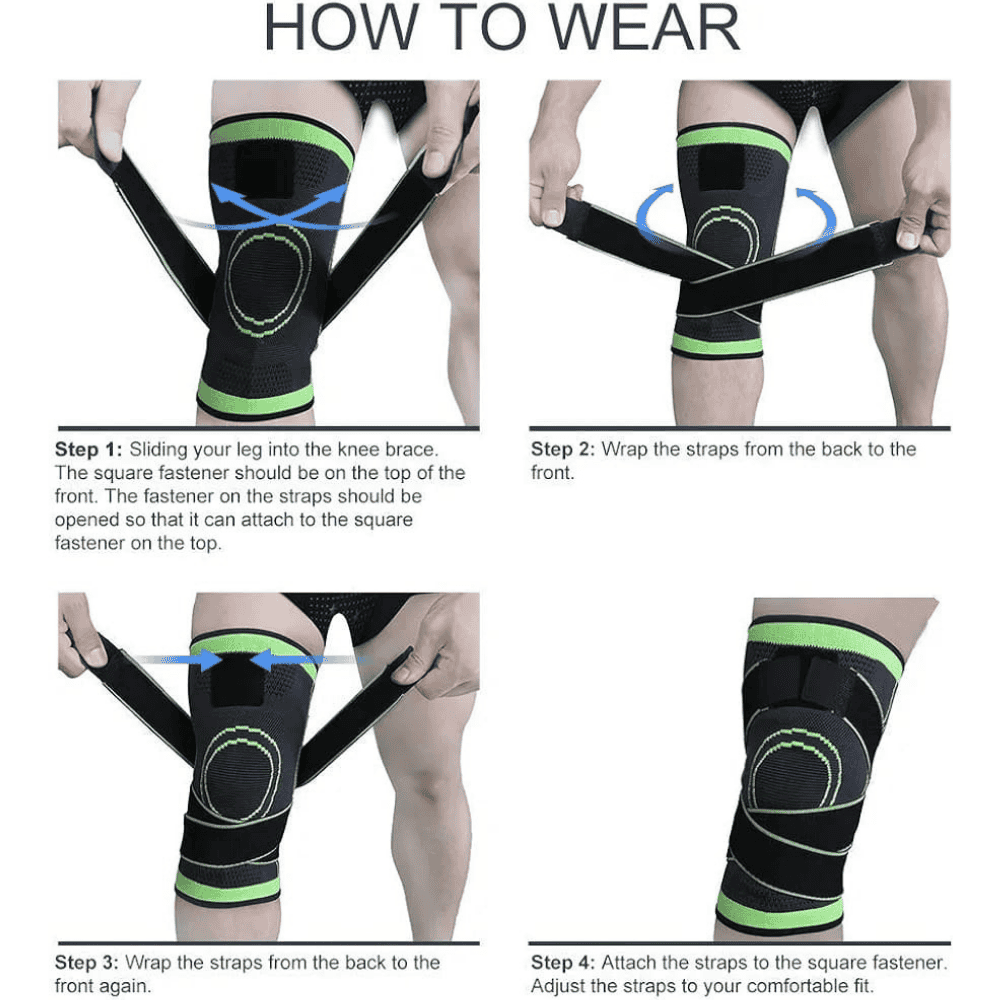 Instructions showing how to wear Knee Grip
