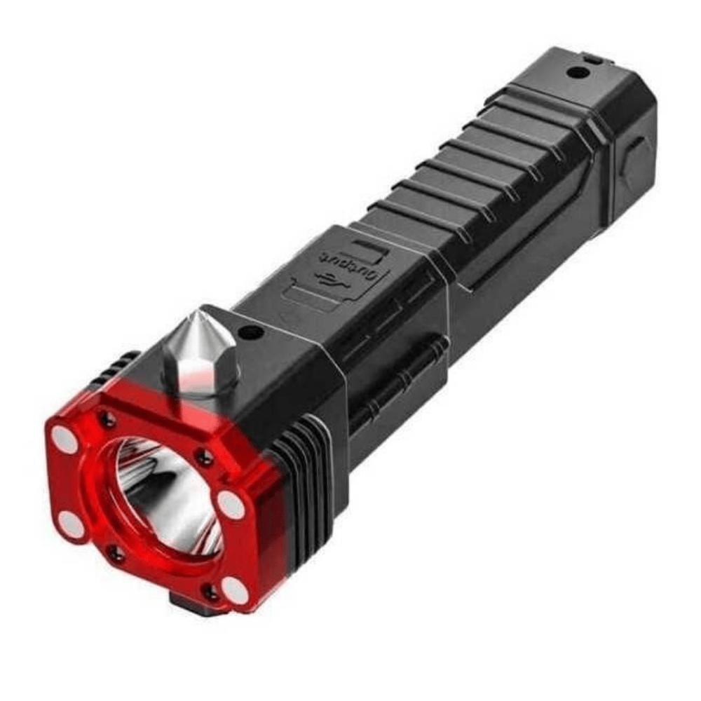 Front view of the 8-in-1 multifunctional LED flashlight.