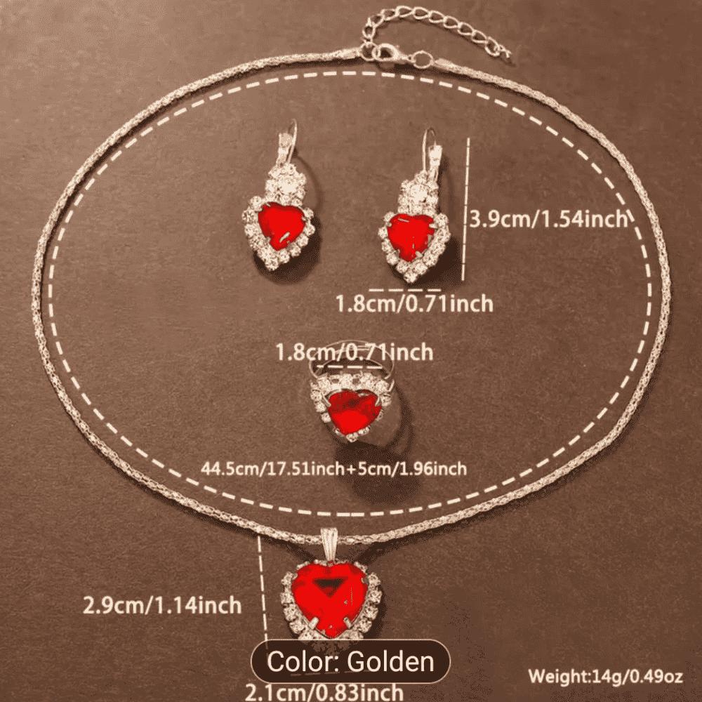 Size and measurement view of locket and earring set