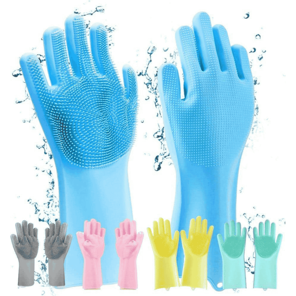 Detailed image showing built-in scrubber on gloves