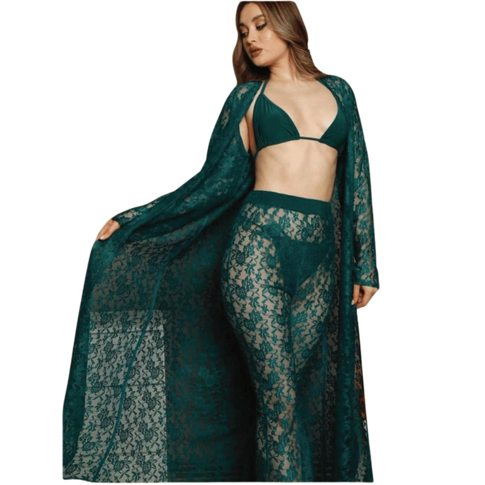 main-picture-green featuring full nightwear look in green color